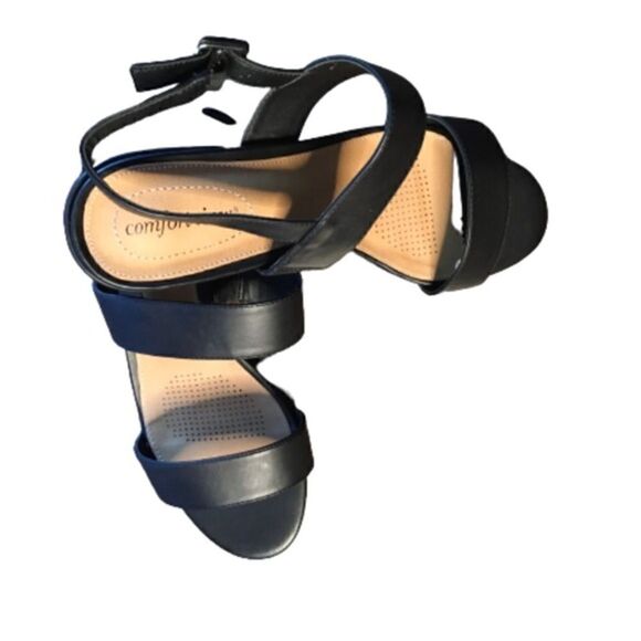COMFORTVIEW  SANDALS - 9 WW BLACK | 2 1/2" HEEL | ADJUSTABLE BUCKLE - Picture 2 of 7